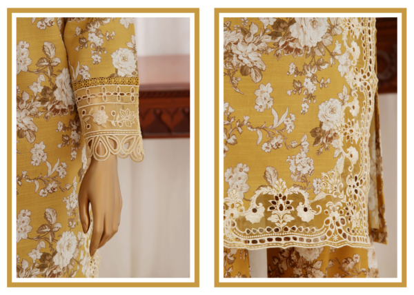 Sada Bahar Stitched 3 Piece Emb Khaddar Vol-02 Collection'2024-CW-02-Mustard - Image 2