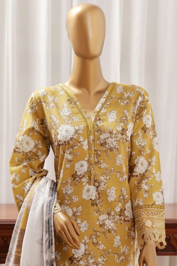 Sada Bahar Stitched 3 Piece Emb Khaddar Vol-02 Collection'2024-CW-02-Mustard - Image 3