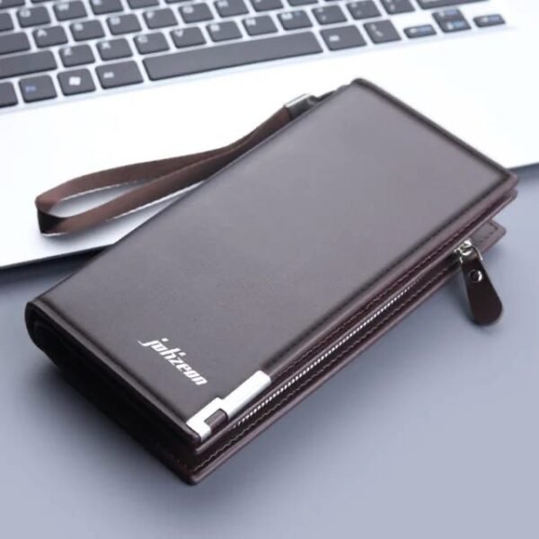 Men‘s Wallet PU Leather Long Card Holder -  Brown