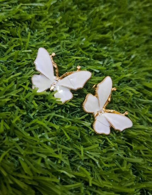 Elegant Butterfly Stud Earrings - White