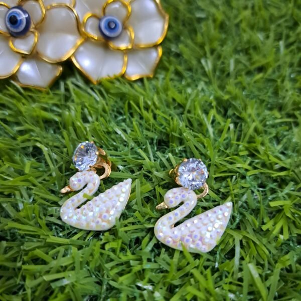 Beautiful Swan Studs Earring - White - Image 2