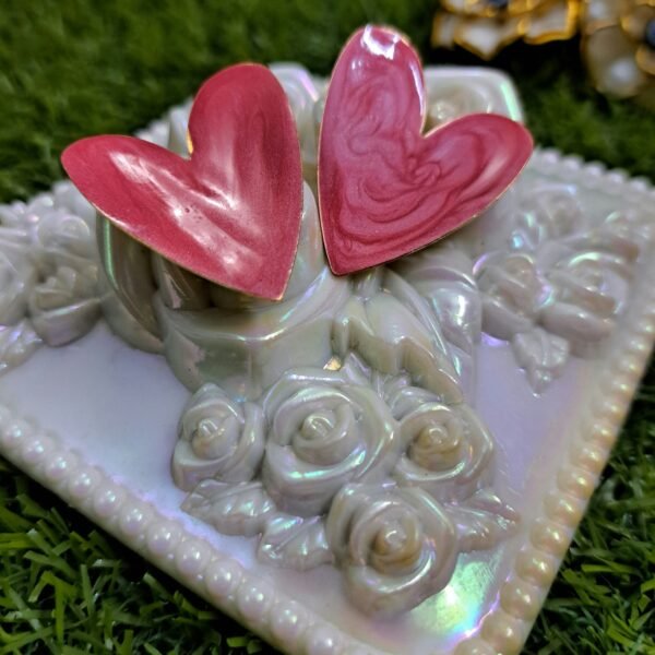 Marble Heart Love Stud Earrings - Pink - Image 2