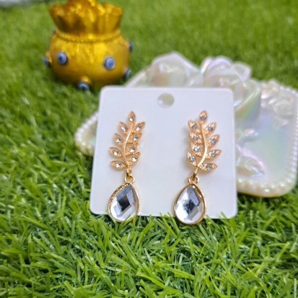 Classic Leaf Teardrop Earrings - Image 2