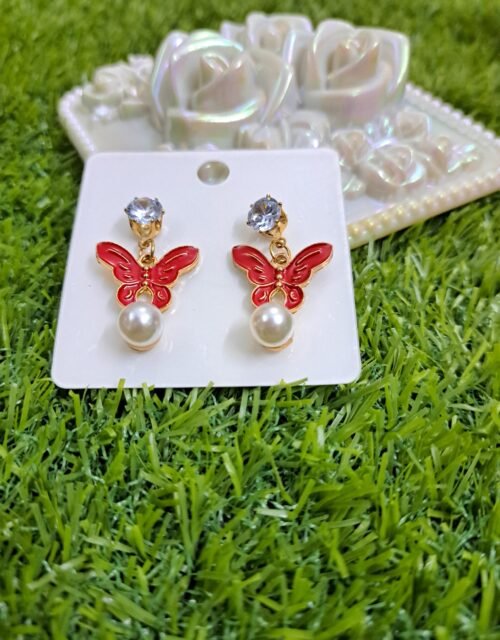 Elegant Butterfly Stud Earrings - Pink