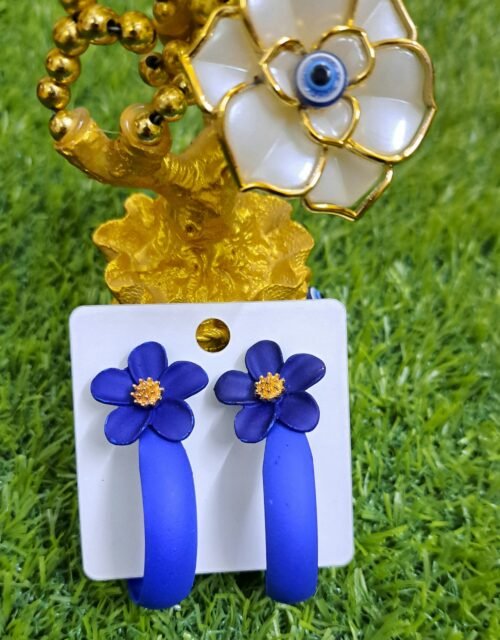 2 in 1 Trendy Hoop Earrings - Blue