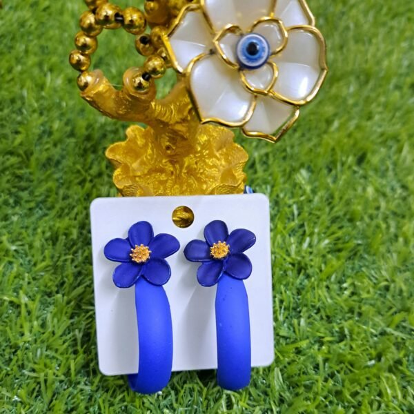 2 in 1 Trendy Hoop Earrings - Blue