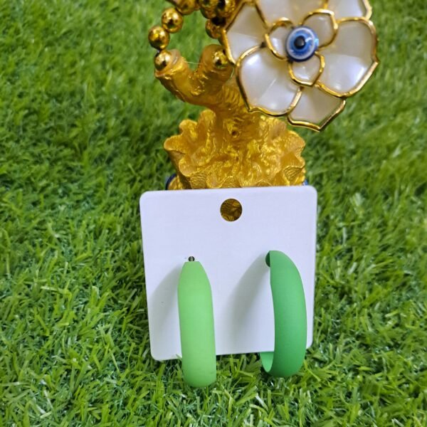 2 in 1 Trendy Hoop Earrings - Green - Image 2