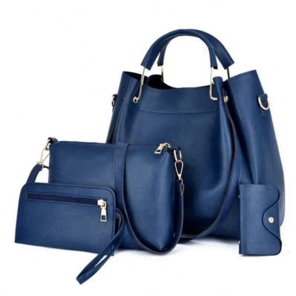 Premium Quality 5-Piece Soft PU Handbag Set – Stylish & Spacious with Wallets - Blue