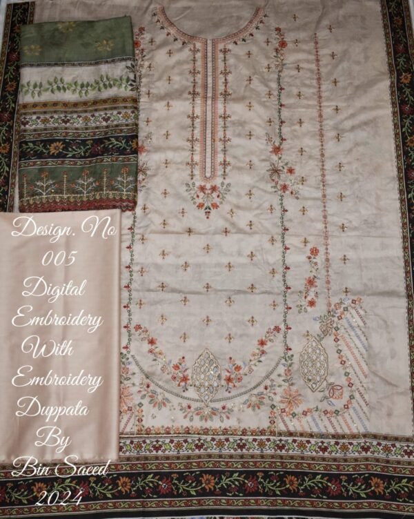 Bin Saeed Unstitched Cotton Embroidered Collection - Image 2