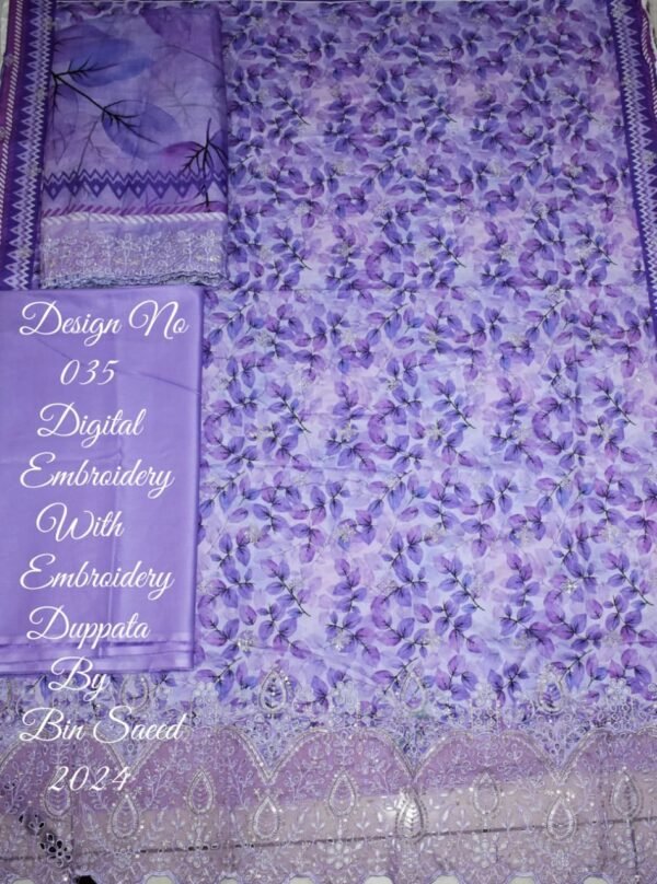 Bin Saeed Unstitched Cotton Embroidered Collection - Image 2
