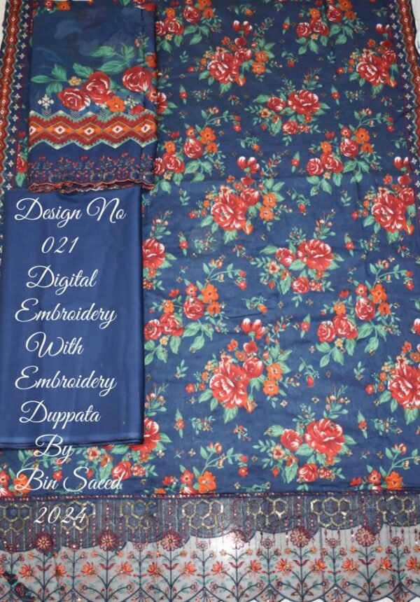 Bin Saeed Unstitched Cotton Embroidered Collection - Image 2