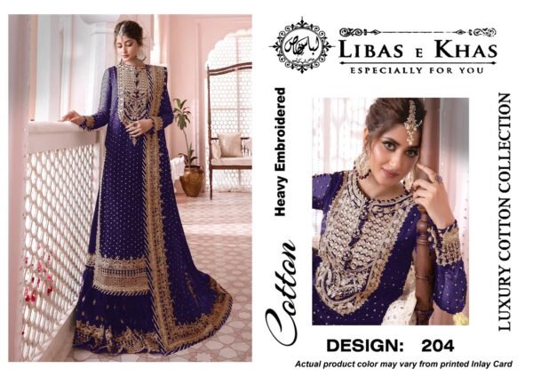 Libas-e-Khas Unstitched Cotton Embroidered Collection - Blue