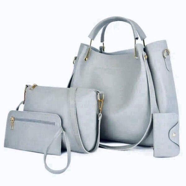 Premium Quality 5-Piece Soft PU Handbag Set – Stylish & Spacious with Wallets - Grey