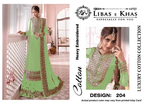 Libas-e-Khas Unstitched Cotton Embroidered Collection - Green