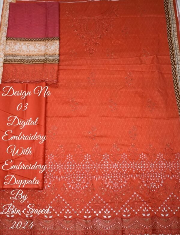 Bin Saeed Unstitched Cotton Embroidered Collection - Image 2