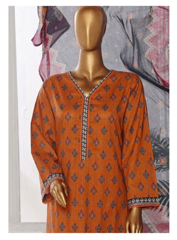 Bin Saeed Stitched 3 Piece Printed Cotton Collection '2024 - Mustard