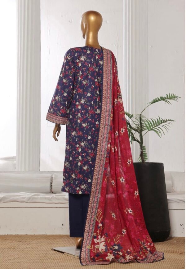 Bin Saeed Stitched 3 Piece Printed Cotton Collection '2024 - Dark Blue - Image 3