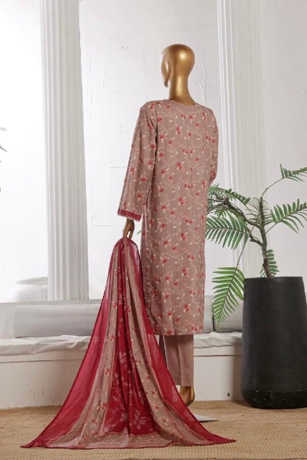 Bin Saeed Stitched 3 Piece Printed Cotton Collection '2024 - Muave - Image 3