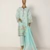 Bin Saeed Stitched 3 Piece Printed Cotton Collection '2024 - Light Blue