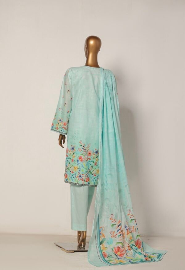 Bin Saeed Stitched 3 Piece Printed Cotton Collection '2024 - Light Blue - Image 3