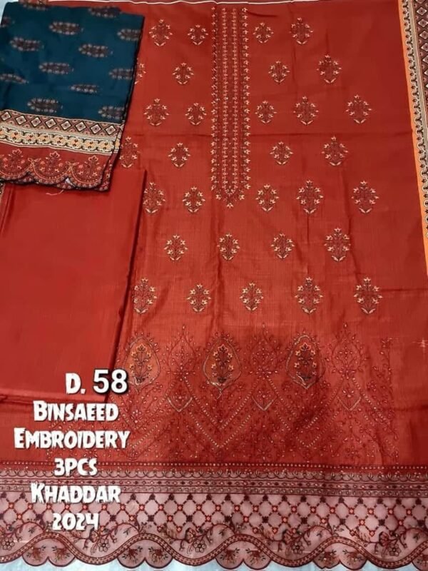 Bin Saeed Unstitched Khaddar Embroidered Collection - Image 2