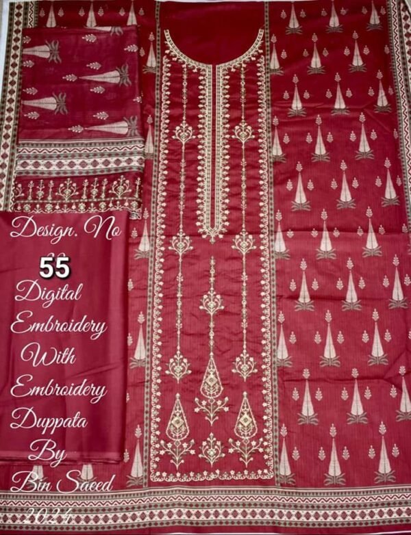Bin Saeed Unstitched Khaddar Embroidered Collection - Image 2