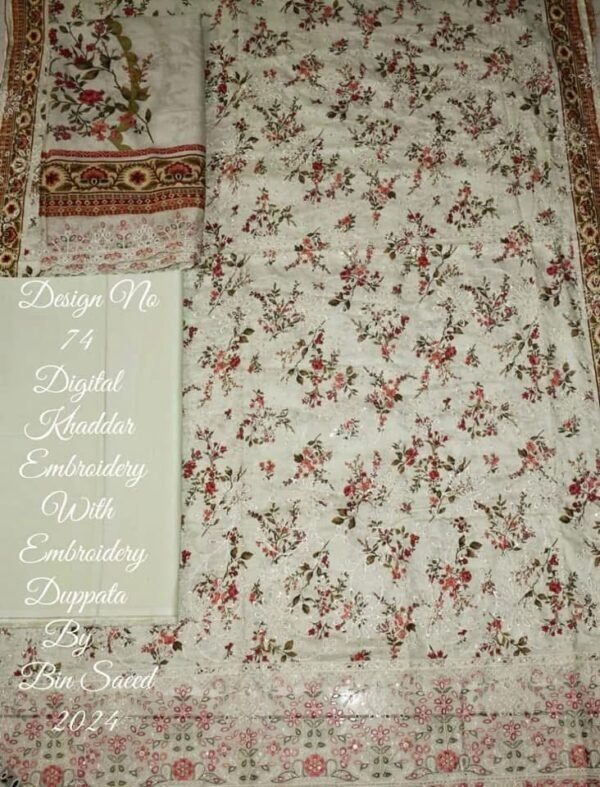 Bin Saeed Unstitched Khaddar Embroidered Collection - Image 2