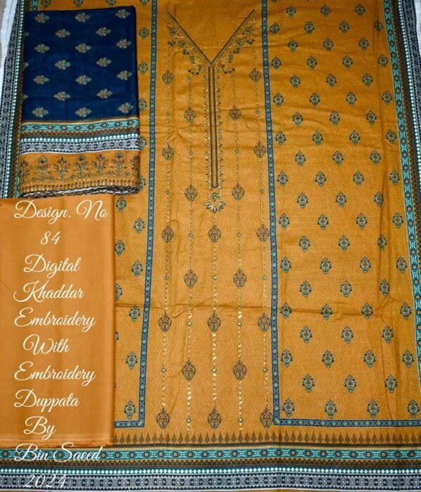 Bin Saeed Unstitched Khaddar Embroidered Collection - Image 2