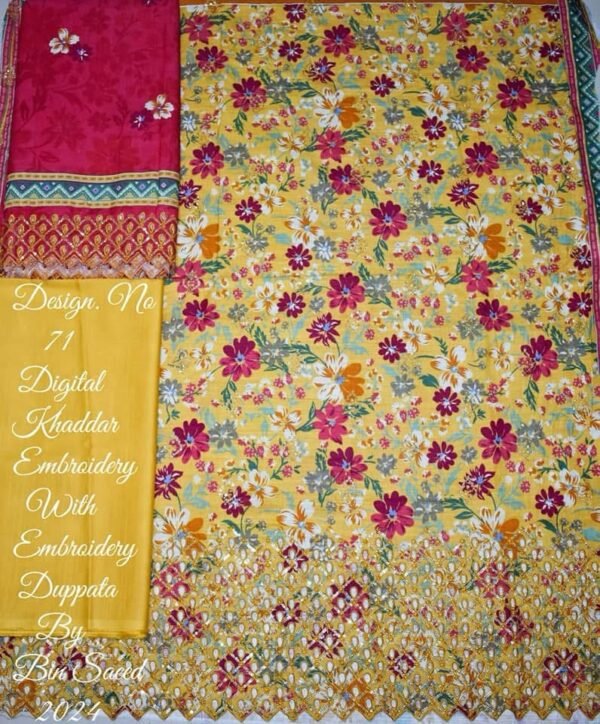 Bin Saeed Unstitched Khaddar Embroidered Collection - Image 2