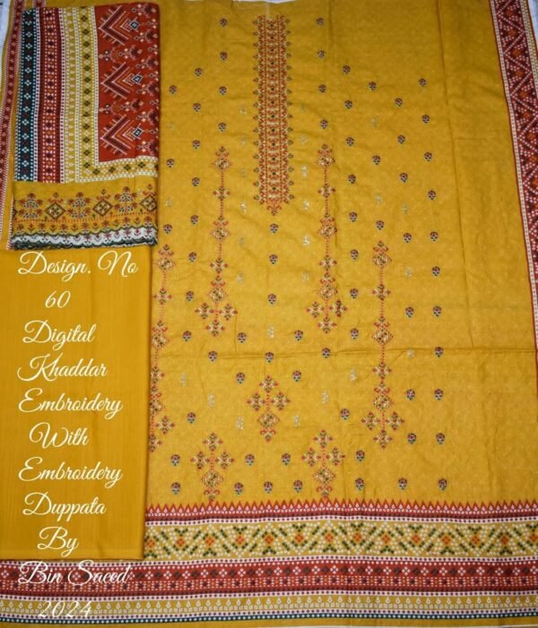 Bin Saeed Unstitched Khaddar Embroidered Collection - Image 2