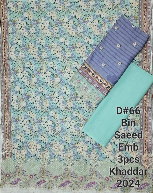 Bin Saeed Unstitched Khaddar Embroidered Collection - Image 2