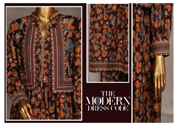 Bin Saeed Exclusive Khaddar Printed Frock 3PC Collection ‘24 - Image 3
