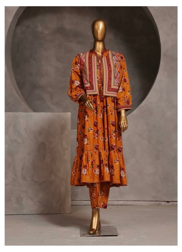 Bin Saeed Exclusive Khaddar Printed Frock 3PC Collection ‘24