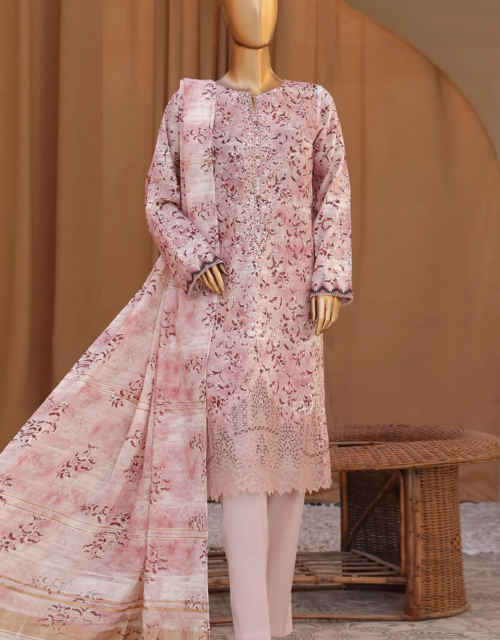 Mahee By HZ Unstitched 3 Piece Emb Cotton Lawn Collection'2024 - Plum