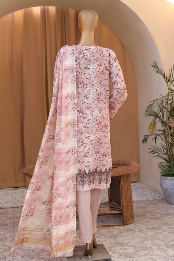 Mahee By HZ Unstitched 3 Piece Emb Cotton Lawn Collection'2024 - Plum - Image 3