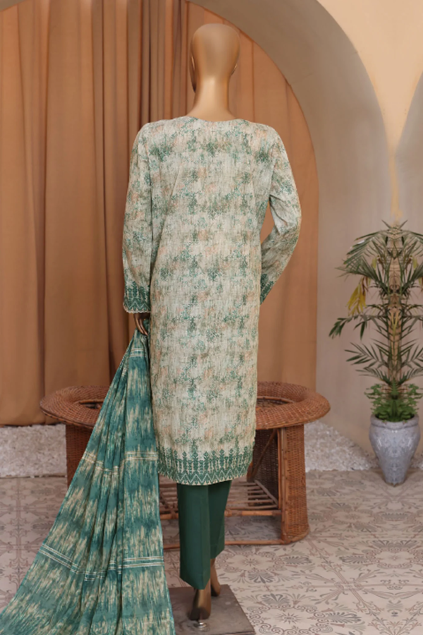 Mahee By HZ Unstitched 3 Piece Emb Cotton Lawn Collection'2024 - Pista - Image 4