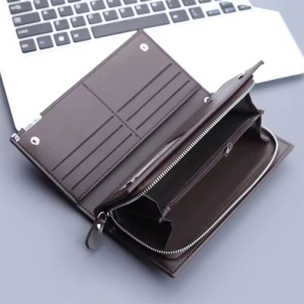Men‘s Wallet PU Leather Long Card Holder -  Brown - Image 2