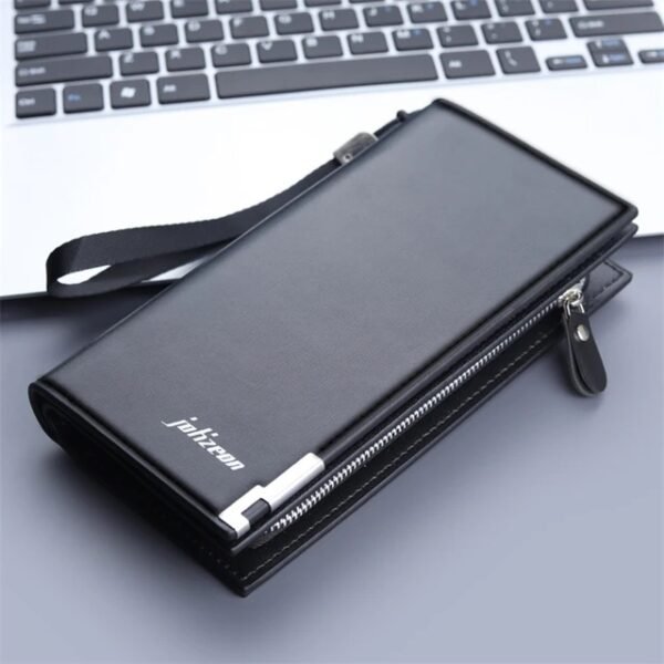 Men‘s Wallet PU Leather Long Card Holder - Black