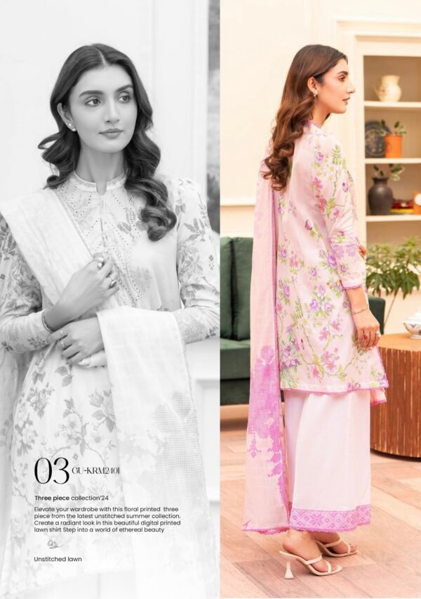 KROMA by Gull Jee - 3 PC UNSTITCHED (SHIRT TROUSER & DUPPATA) - D3 - Image 2
