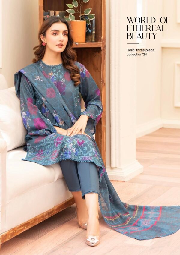 KROMA by Gull Jee - 3 PC UNSTITCHED (SHIRT TROUSER & DUPPATA) - D4 - Image 2