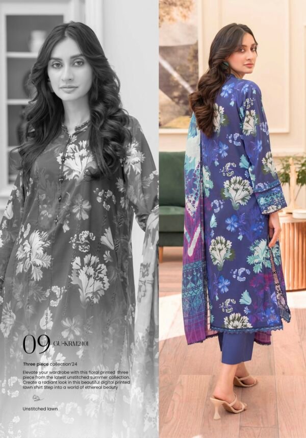 KROMA by Gull Jee - 3 PC UNSTITCHED (SHIRT TROUSER & DUPPATA) - D9 - Image 2