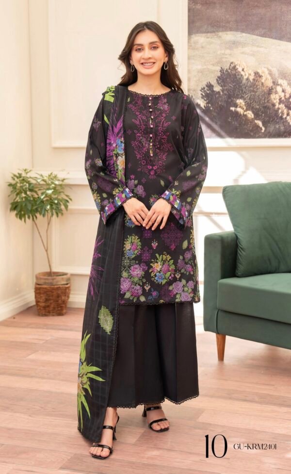 KROMA by Gull Jee - 3 PC UNSTITCHED (SHIRT TROUSER & DUPPATA) - D10 - Image 2