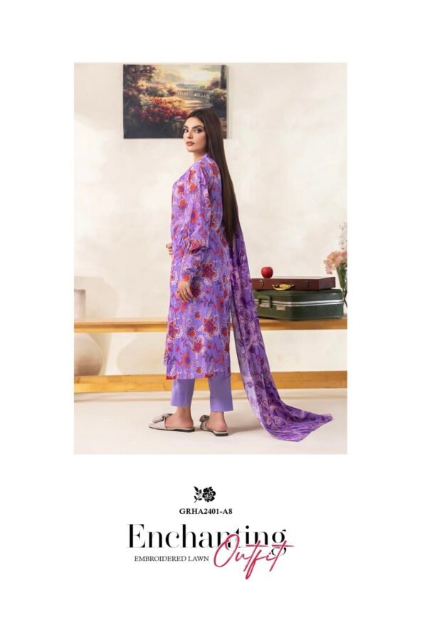RHEA by Gull Jee Vol-01 - Unstitched 3 Piece Lawn Collection - A8 - Image 3