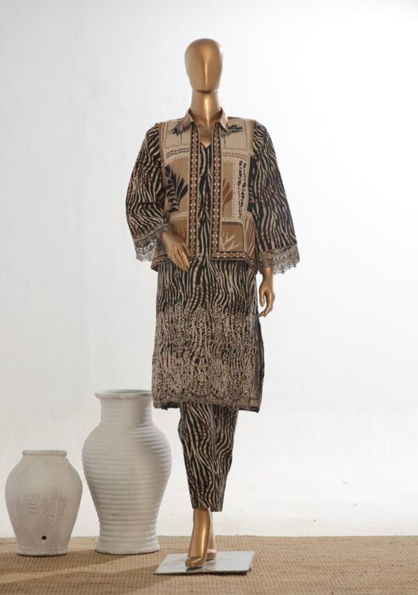 Bin Saeed Stitched 3 Piece Embroidered Khaddar Coat Collection - Black