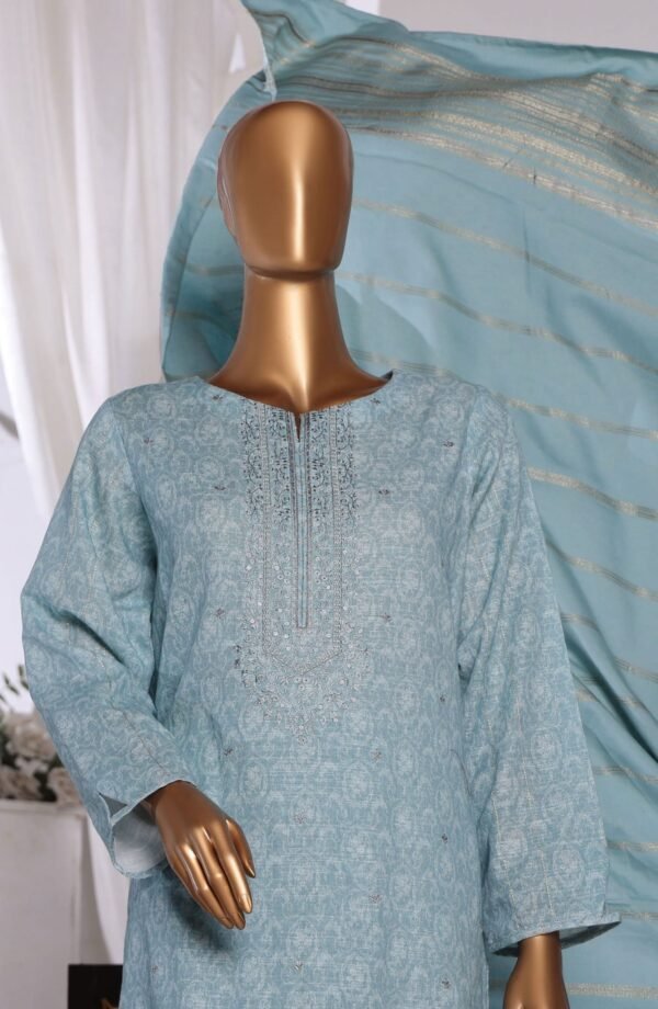 HZ Khaddar Embroidered Shirt with Dyed Karandi Shawl Collection - KES-69 - Image 2