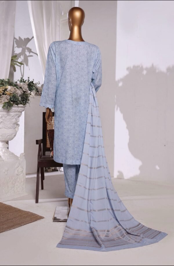 HZ Khaddar Embroidered Shirt with Dyed Karandi Shawl Collection - KES-68 - Image 3