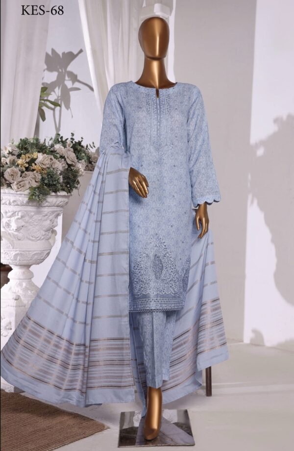 HZ Khaddar Embroidered Shirt with Dyed Karandi Shawl Collection - KES-68