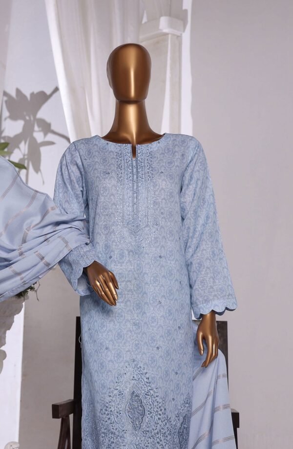 HZ Khaddar Embroidered Shirt with Dyed Karandi Shawl Collection - KES-68 - Image 2