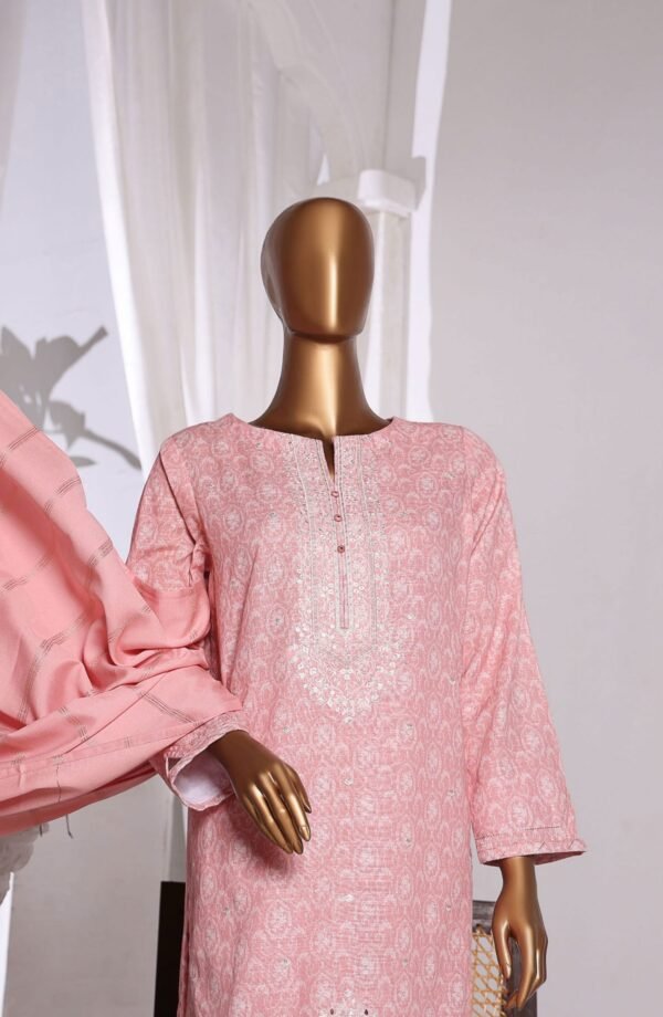 HZ Khaddar Embroidered Shirt with Dyed Karandi Shawl Collection - KES-67 - Image 2