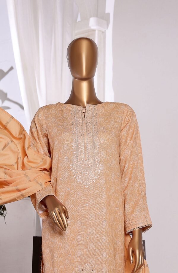 HZ Khaddar Embroidered Shirt with Dyed Karandi Shawl Collection - KES-66 - Image 2